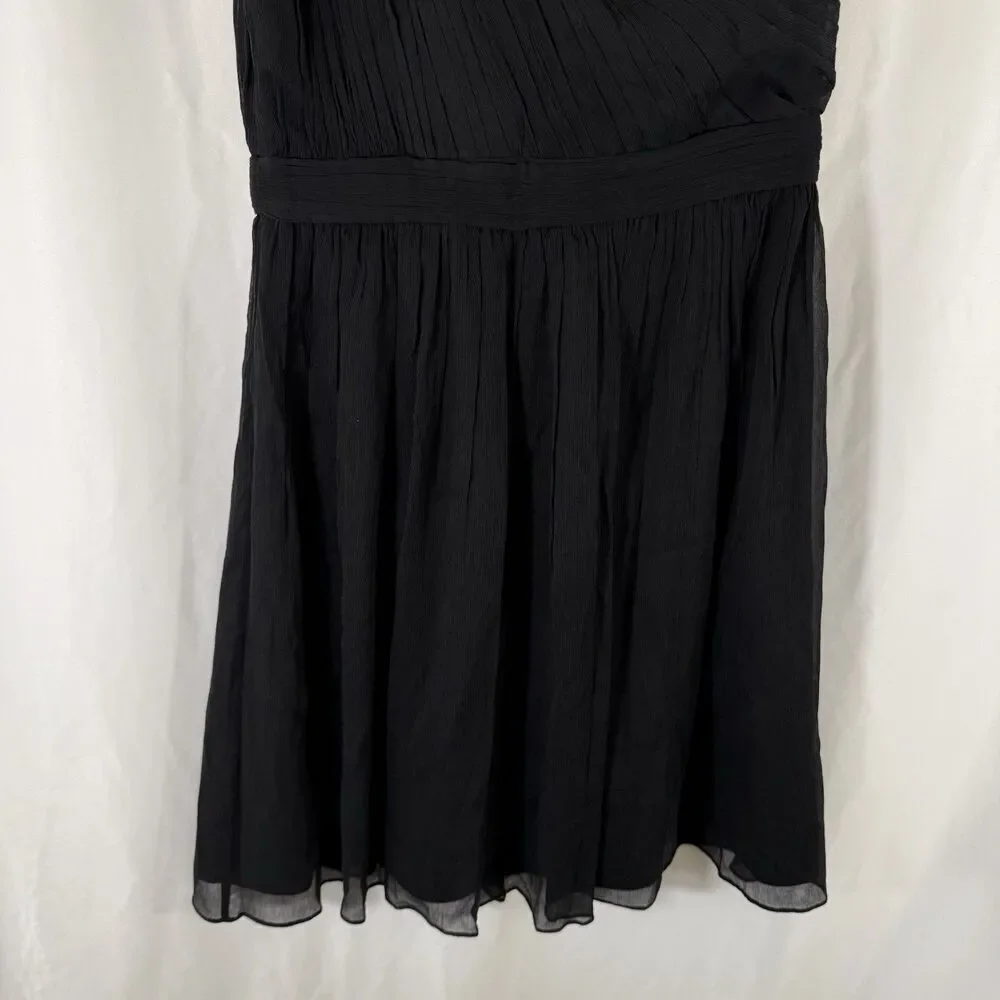 J. Crew Silk Knee Length Dress Women's 4 Black Side Zip Lightweight Sleeveless